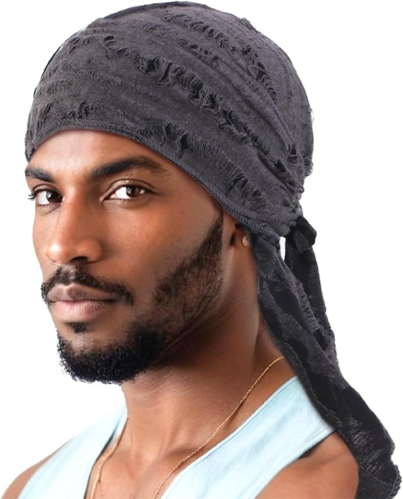 NICEYST Broken Hip Hop Do Rag Skull Cap Bandana Hat Du Rags Pirate Wave Durag Cooling Motorcycle Cycling Cap for Men Women - Image 3